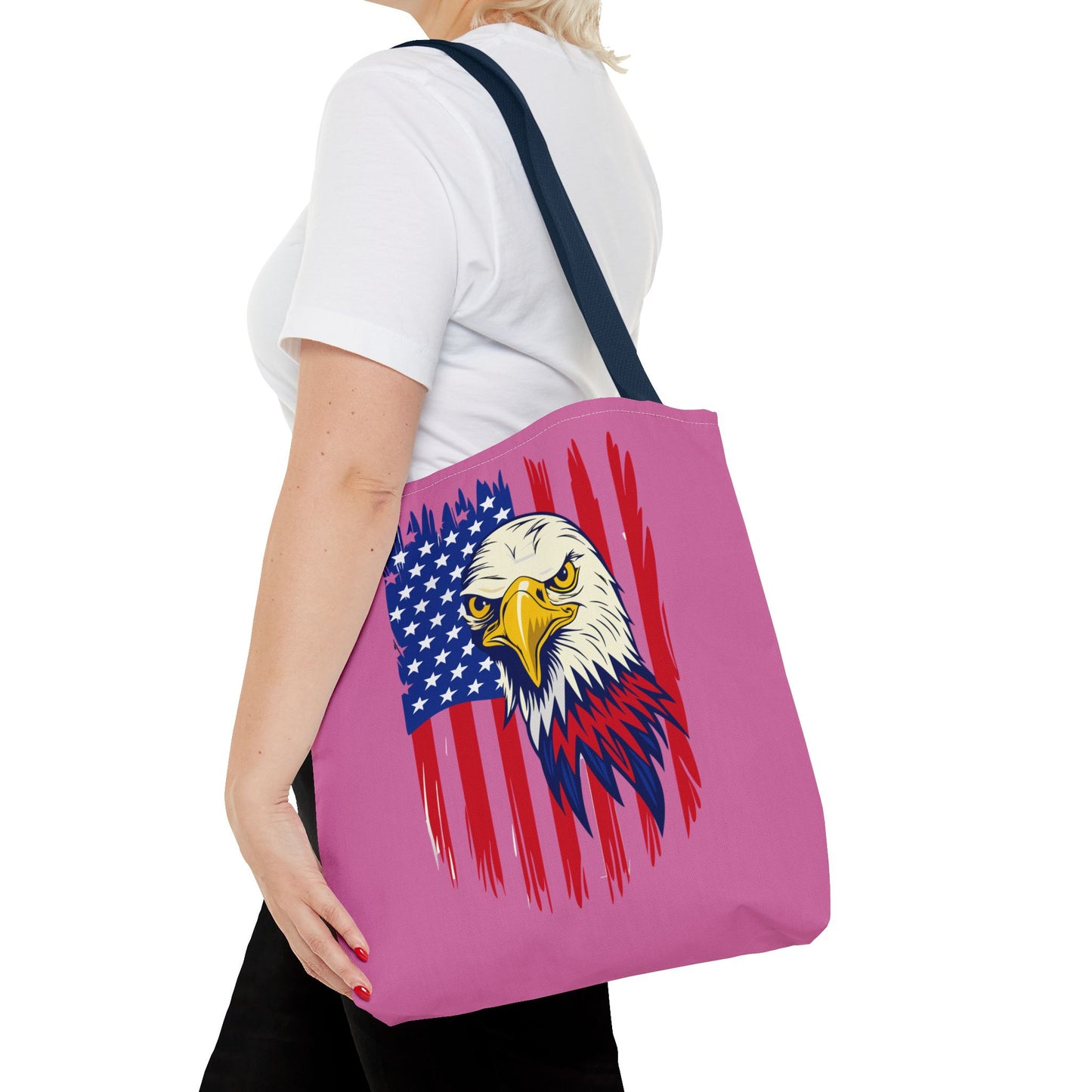 Princess Grace  Patriotic Eagle Tote Bag Bold American Flag Design