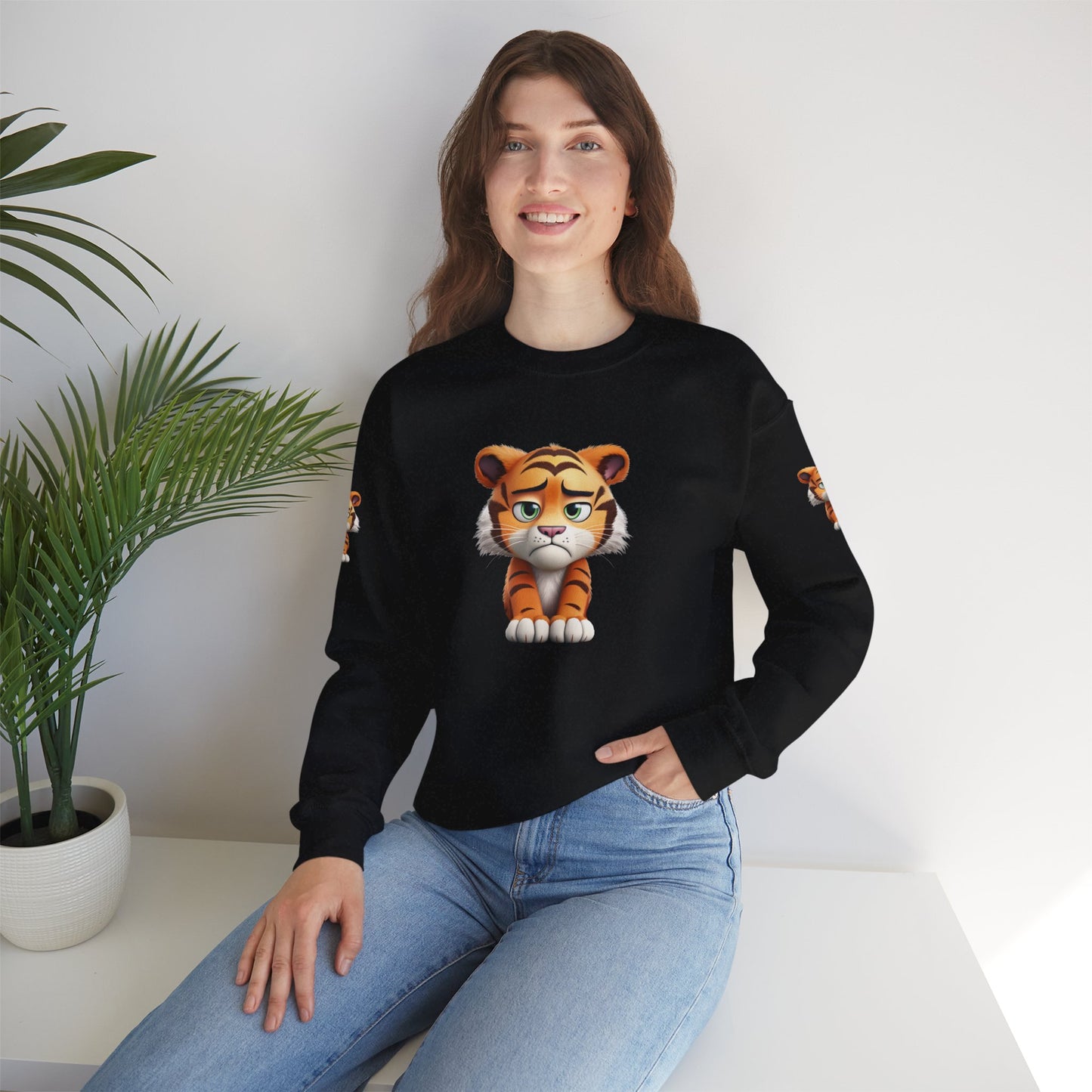 Princess Grace  Cute Tiger Graphic Unisex Crewneck Sweatshirt