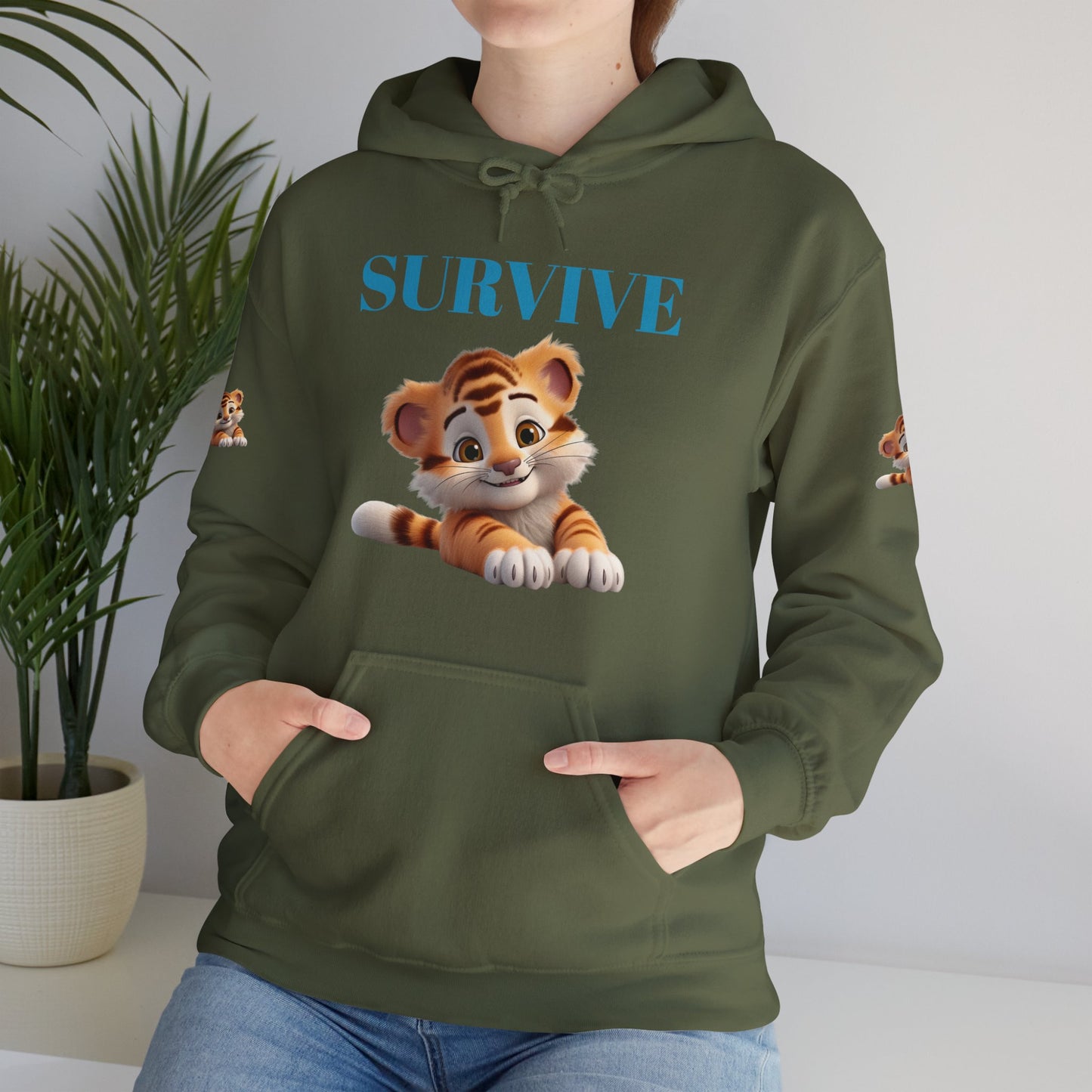 Princess Grace Survive Cute Tiger Survival Hooded Sweatshirt for Animal Lovers