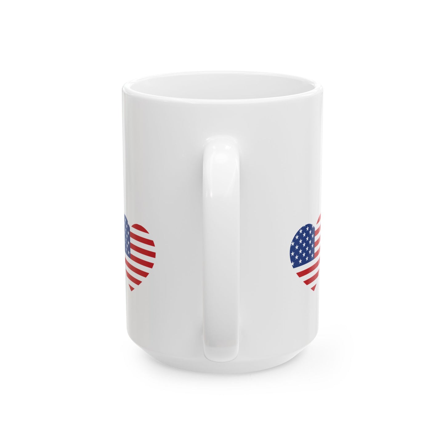 Princess Grace  Patriotic Heart Ceramic Mug  American Flag Design  11oz & 15oz