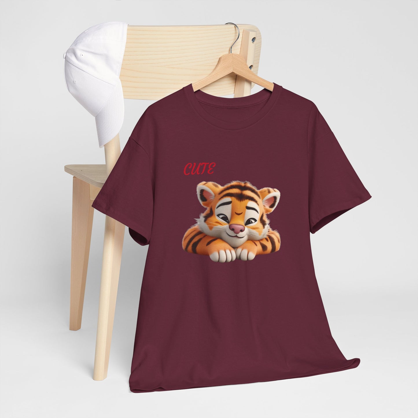 Princess Grace  Cute Tiger Graphic Unisex Heavy Cotton Tee  Perfect for Animal Lovers and Everyday Comfort