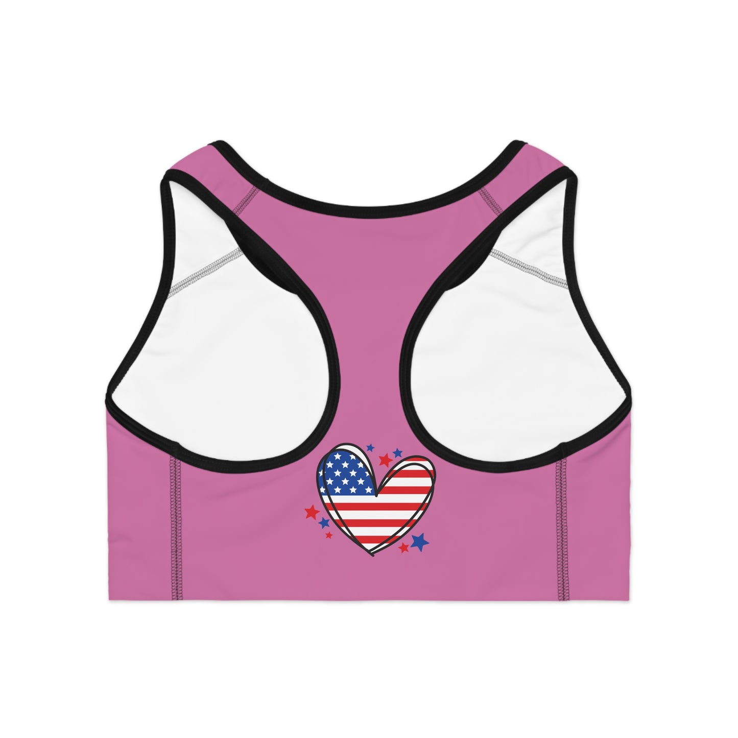 Princess Grace Patriotic Heart Sports Bra for Active Women