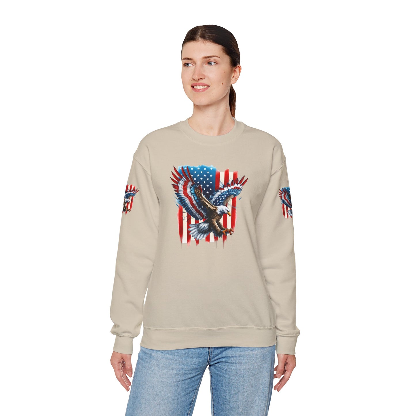 Princess Grace  Patriotic Eagle Crewneck Sweatshirt Unisex Heavy Blend