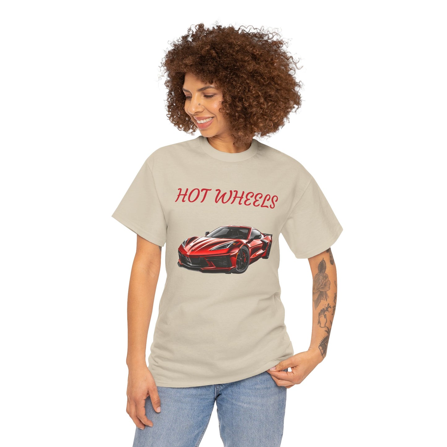 Princess Grace Red Corvette Unisex Heavy Cotton Tee Hot Wheels Racing Graphic Tee for Car Enthusiasts