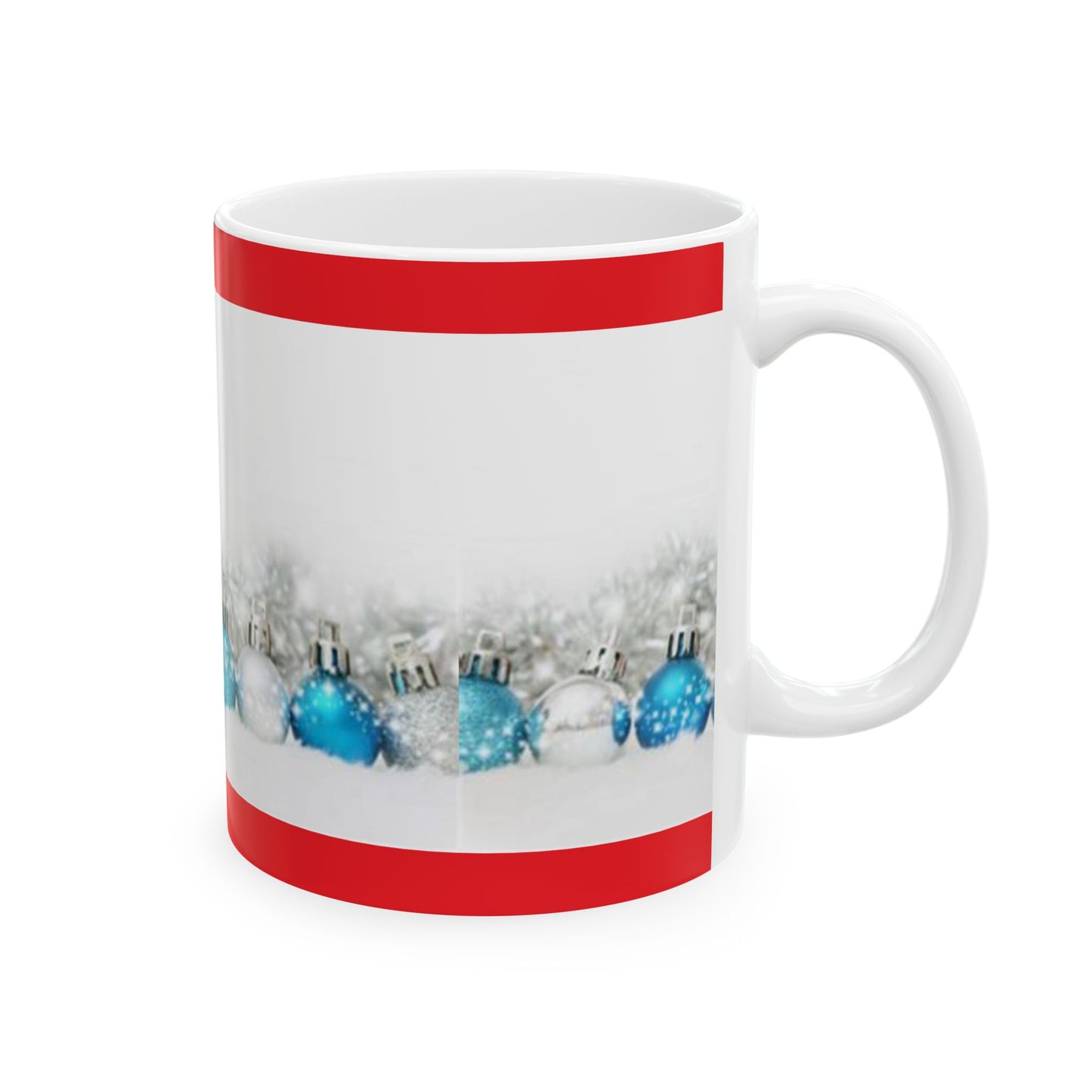 Princess Grace Festive Ceramic Mug with Holiday Ornaments Design  Perfect for Christmas Tea or Coffee
