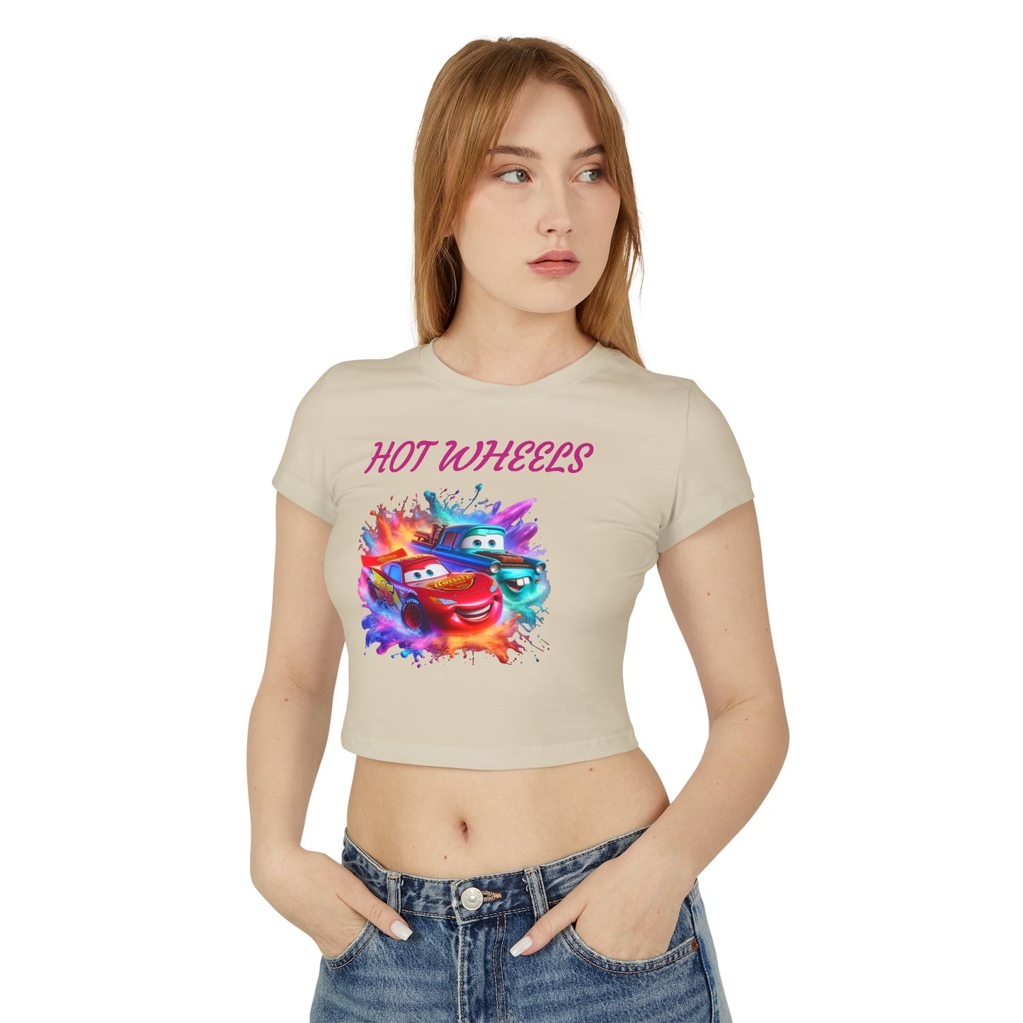 Princess Grace  Hot Wheels Women's Baby Tee Colorful Cartoon Graphic