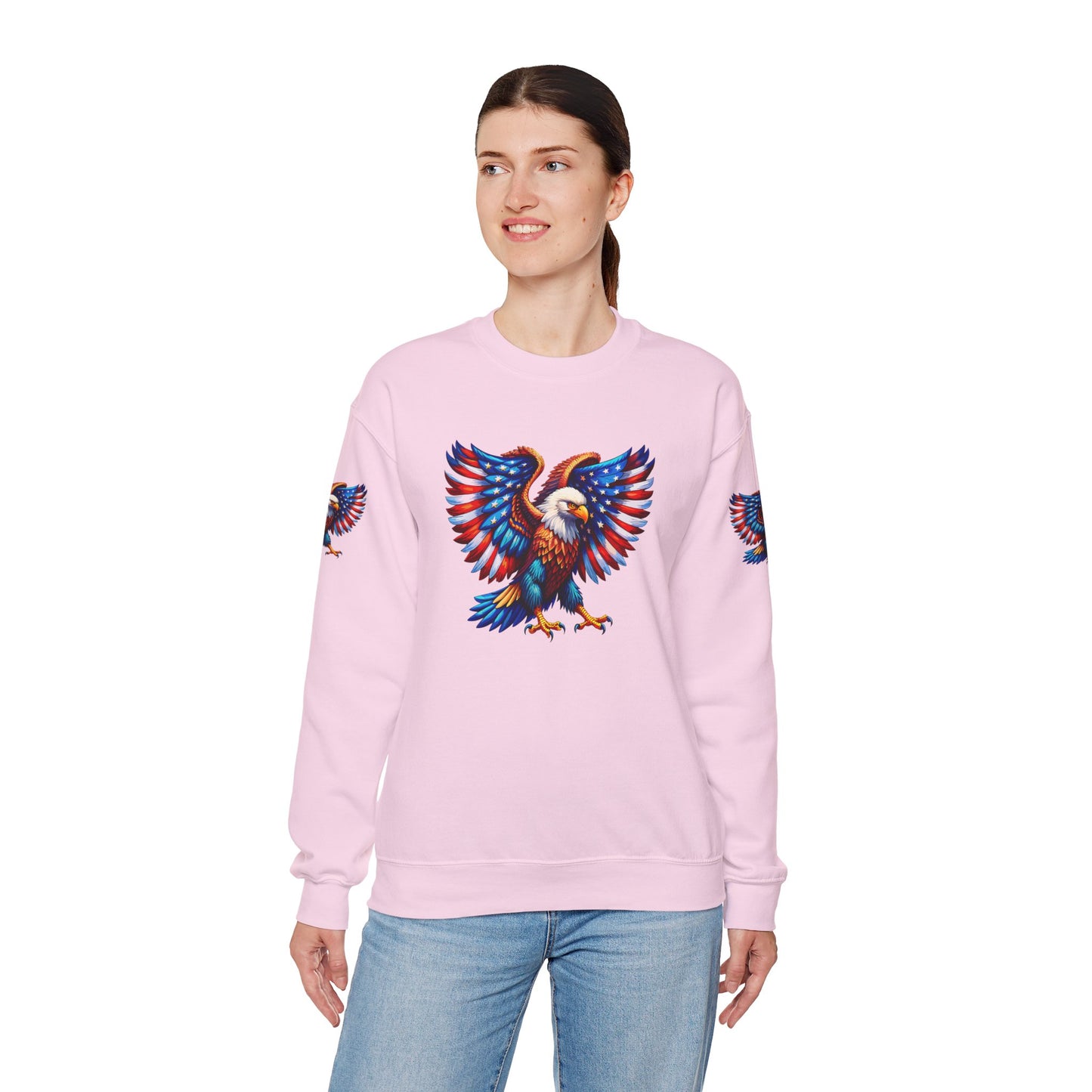 Princess Grace  Eagle Wings Unisex Crewneck Sweatshirt Patriotic Graphic Pullover