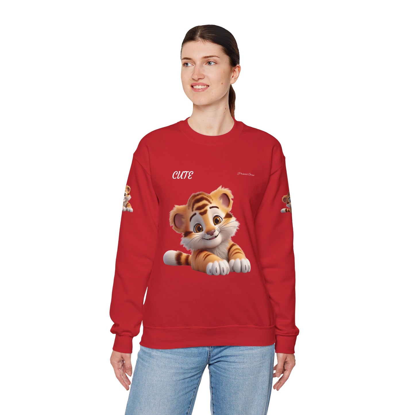 Princess Grace  Cute Tiger Unisex Heavy Blen Crewneck Sweatshirt