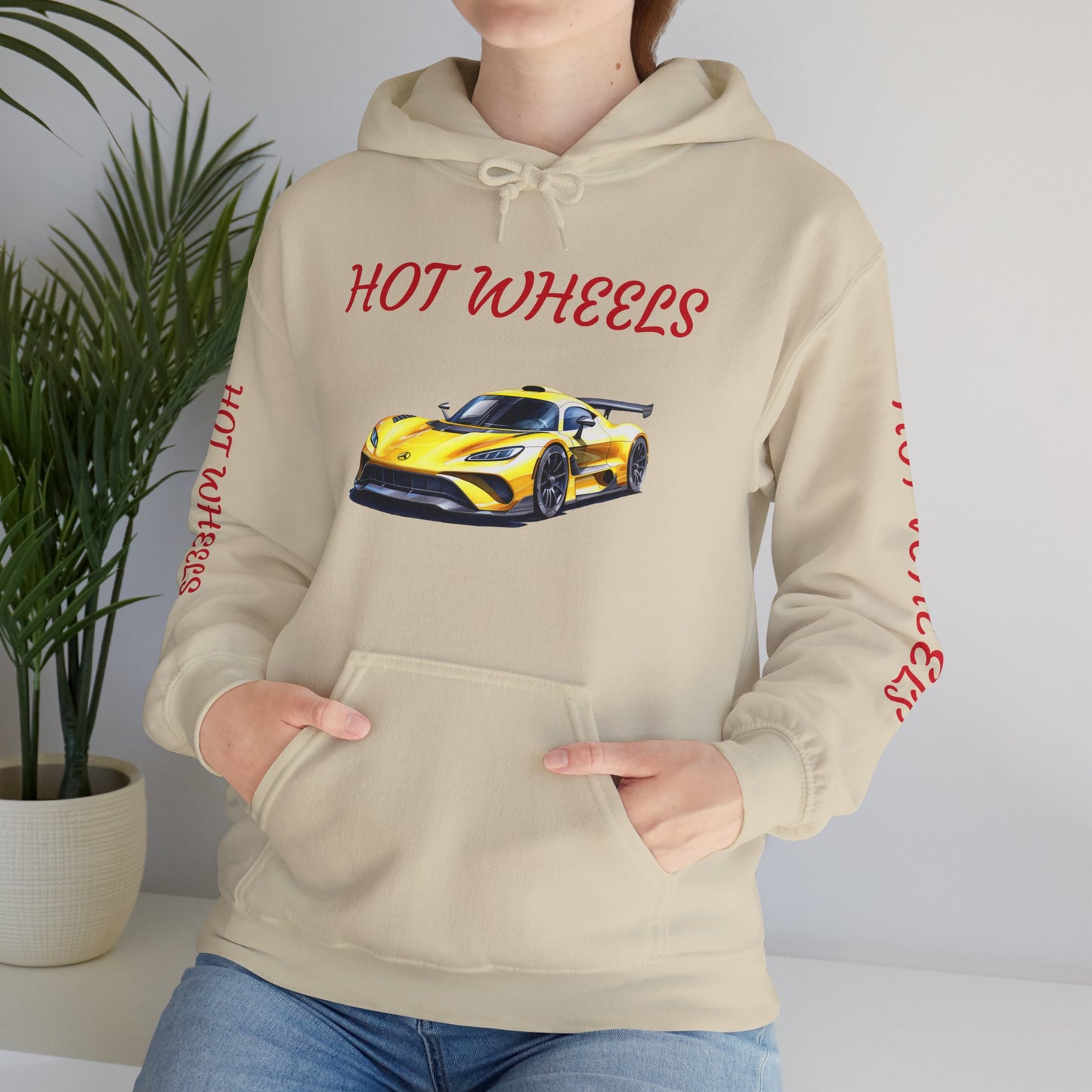 Princess Grace  Hot Wheels Unisex Hooded Sweatshirt Stylish Car Graphic with Bold Text