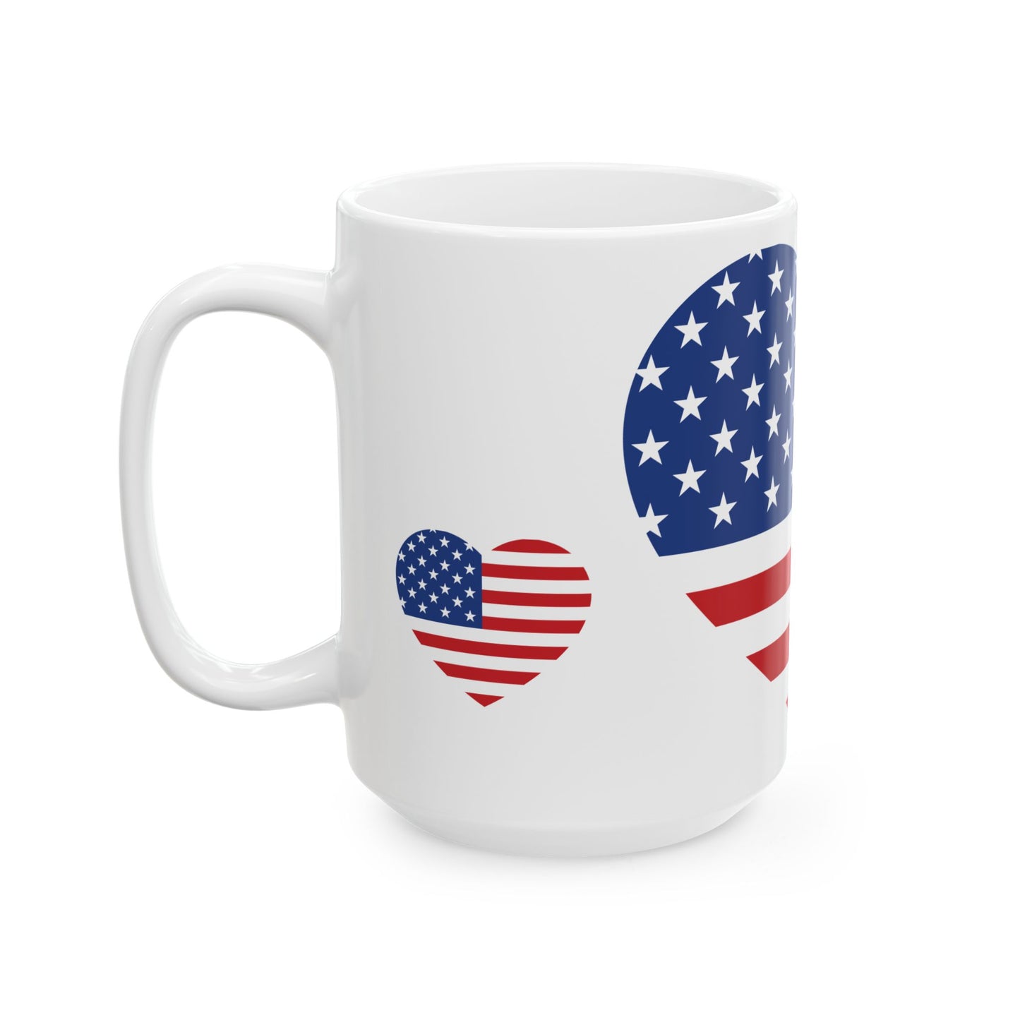 Princess Grace  Patriotic Heart Ceramic Mug  American Flag Design  11oz & 15oz