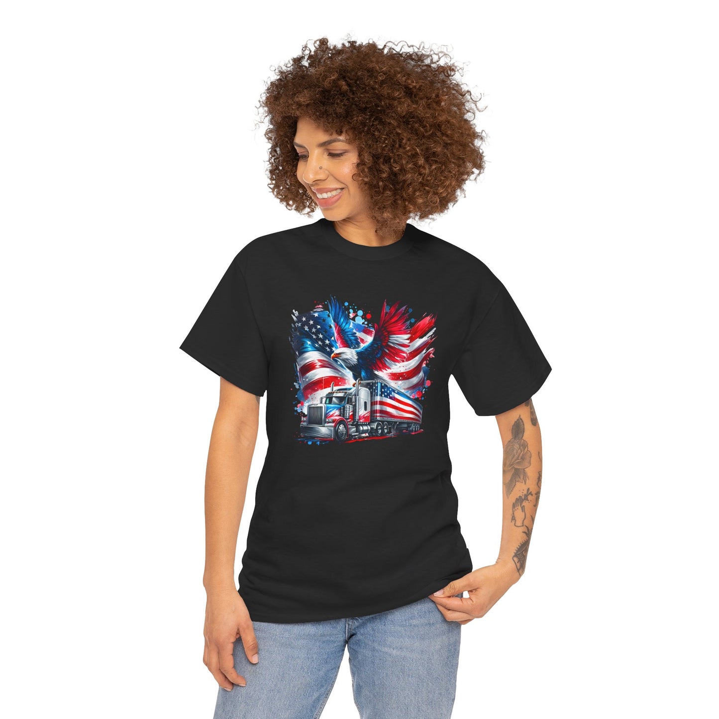 Princess Grace  Patriotic Eagle Truck Unisex Heavy Cotton Tee