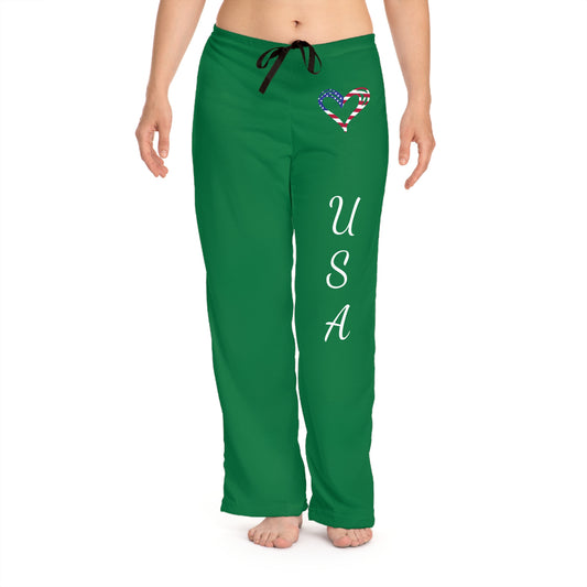 Princess Grace  Patriotic  Pajama Pants with USA Heart Print