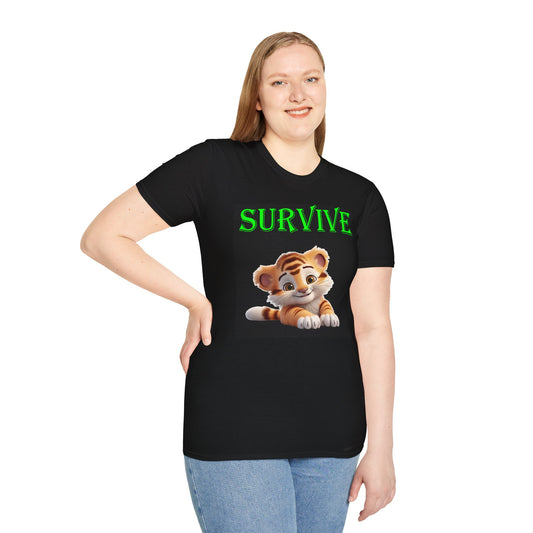 Princess Grace  Survive Tiger Unisex Softstyle T-Shirt   Cute Animal Graphic Tee for Nature Lovers