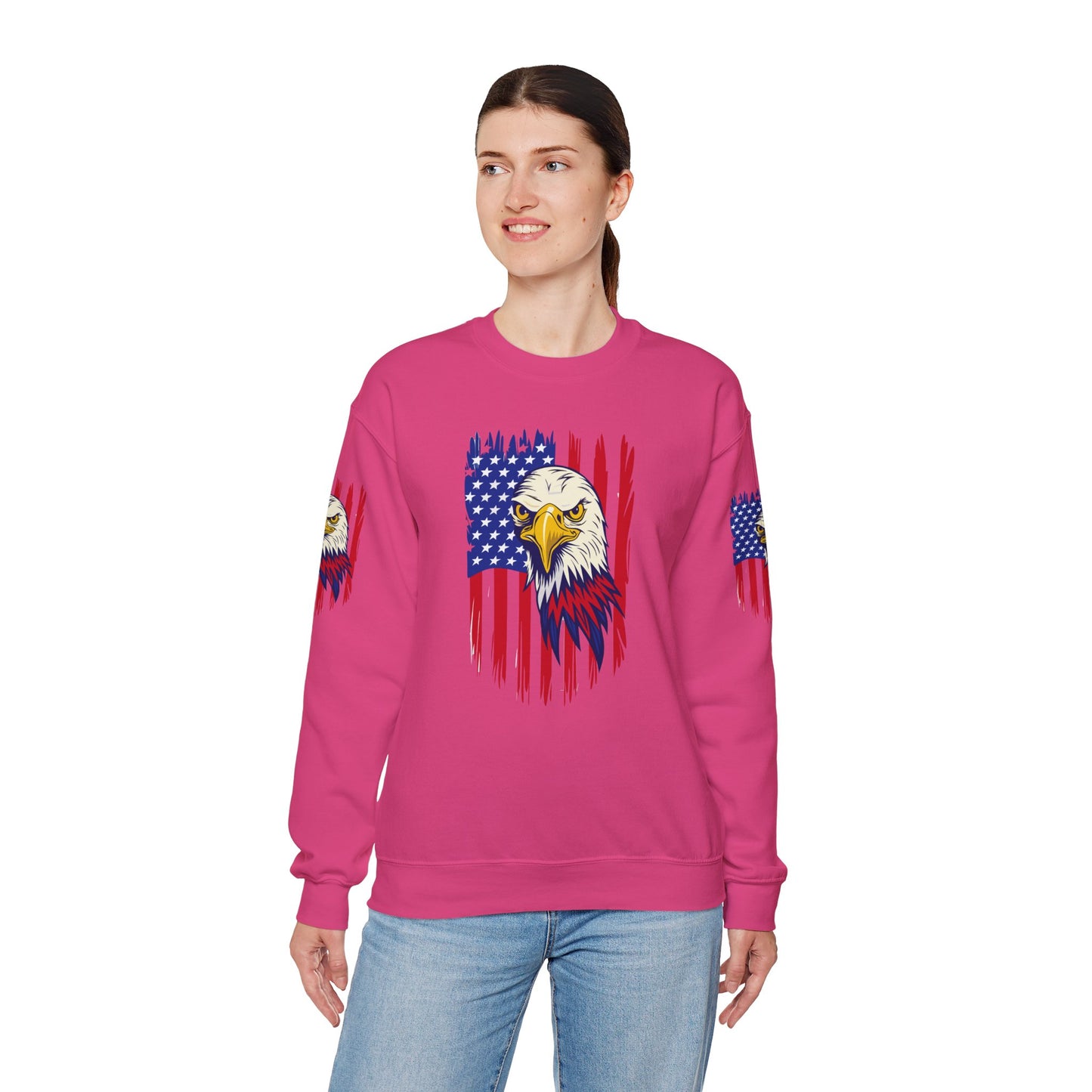 Princess Grace Patriotic Eagle Crewneck Sweatshirt Unisex Heavy Blend