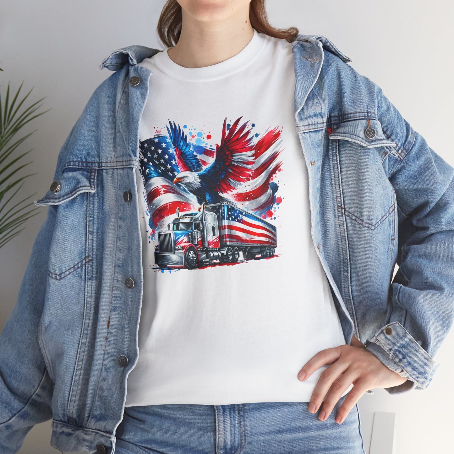 Princess Grace  Patriotic Eagle Truck Unisex Heavy Cotton Tee