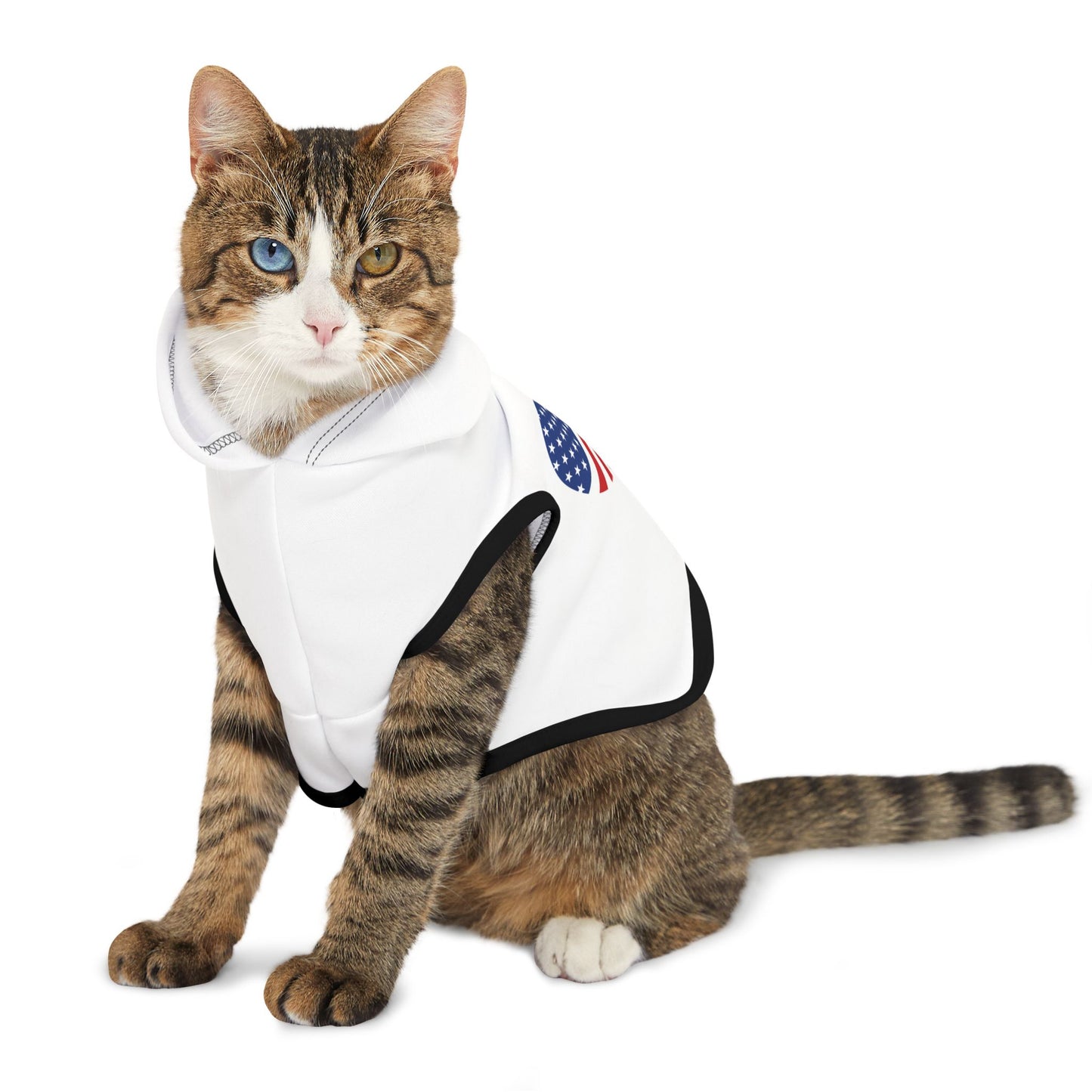 Princess Grace  Patriotic Pet Hoodie with Heart Design Perfect for Dog Lovers