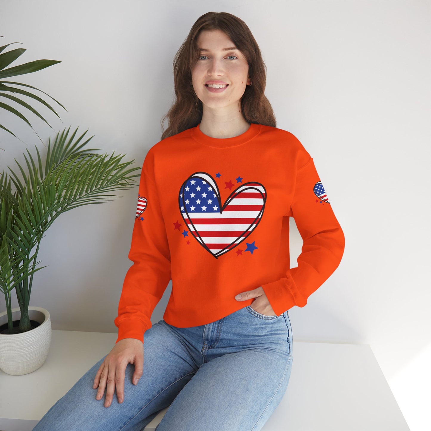 Princess Grace  Patriotic Heart Crewneck Sweatshirt