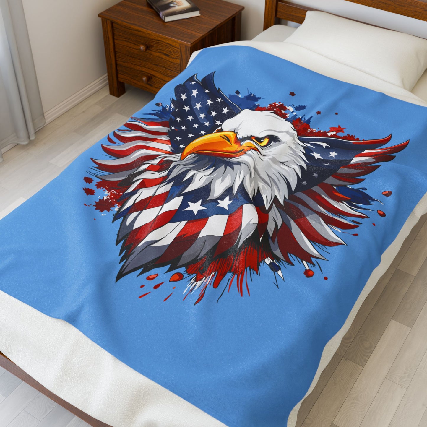 Princess Grace  Patriotic Velveteen Plush Blanket with Eagle Design