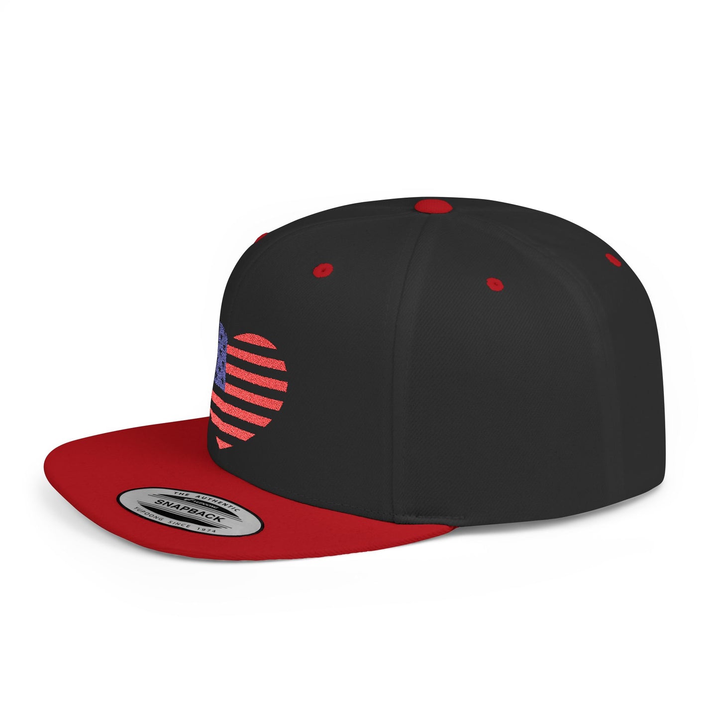 Princess Grace Patriotic Heart Flat Bill Snapback Cap