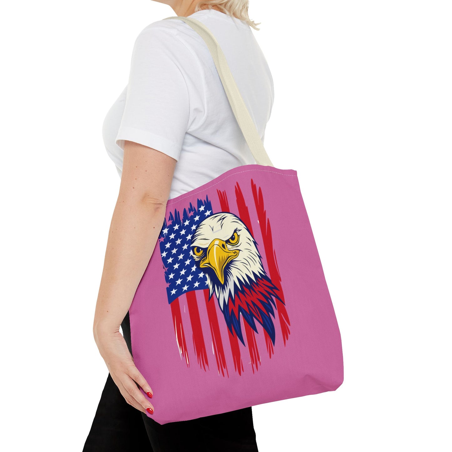 Princess Grace  Patriotic Eagle Tote Bag Bold American Flag Design