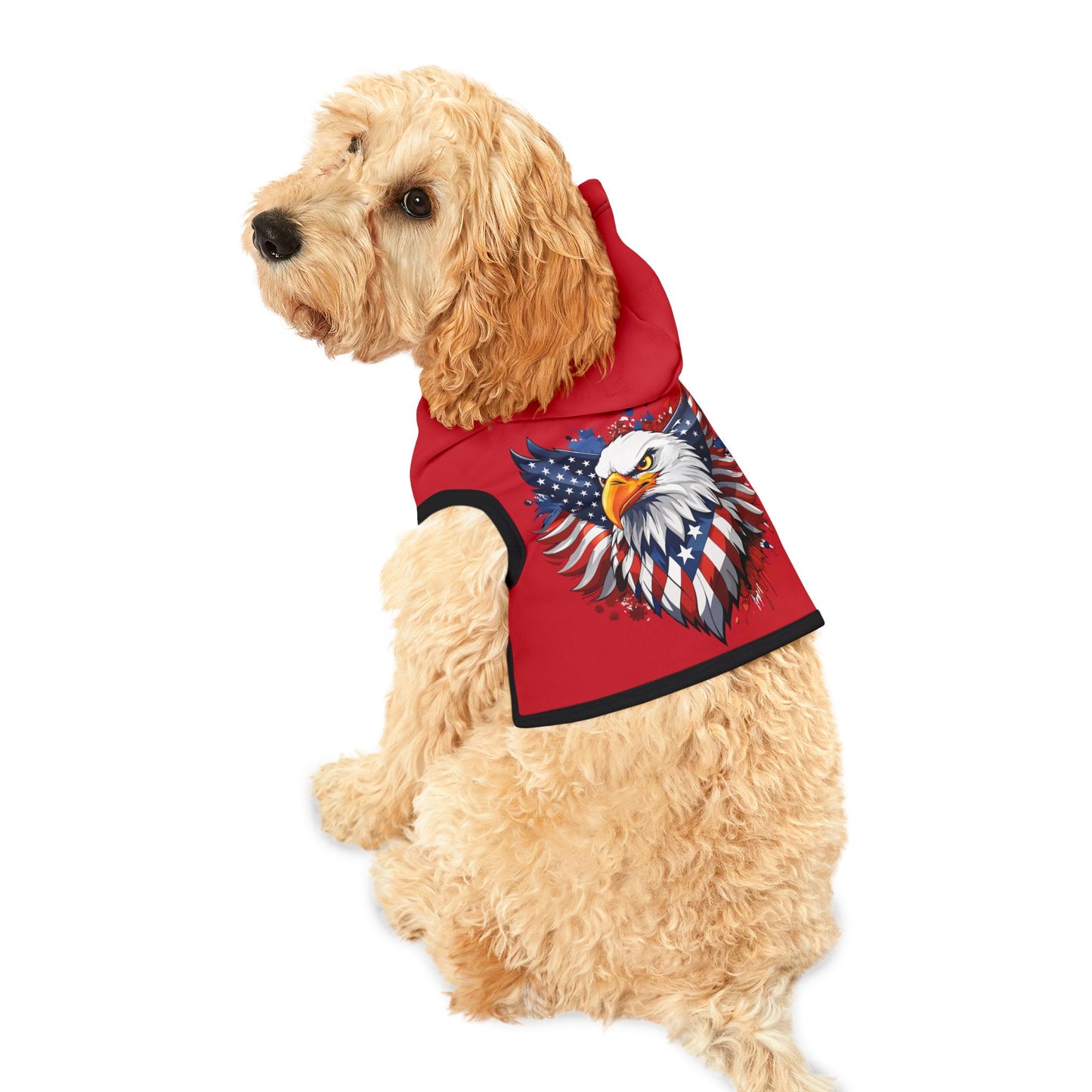 Princes Grace  Patriotic Eagle Pet Hoodie Perfect for National Holidays and Celebrations