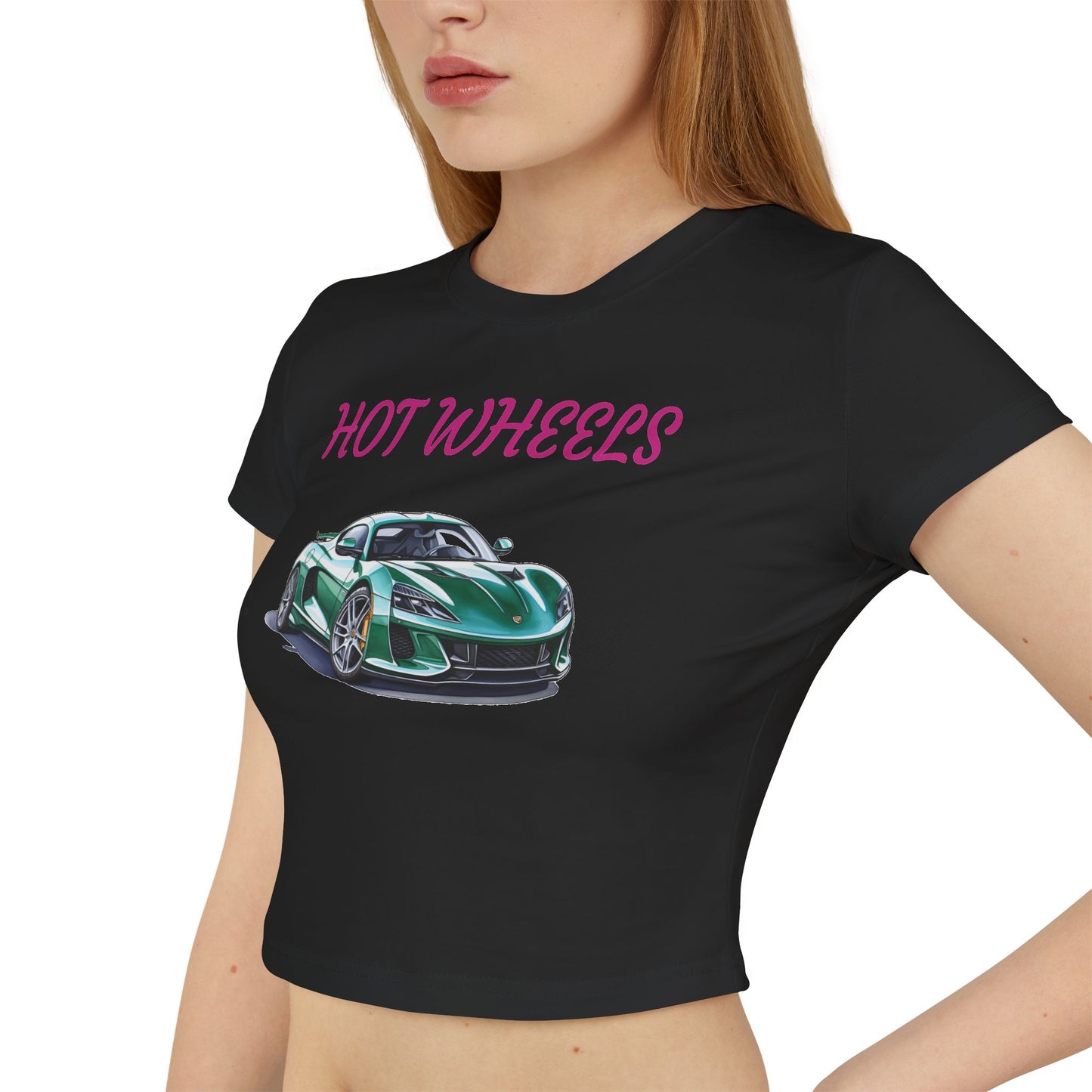 Princess Grace  Women's Baby Tee Hot Wheels Graphic Car Tee, Perfect for Car Enthusiasts