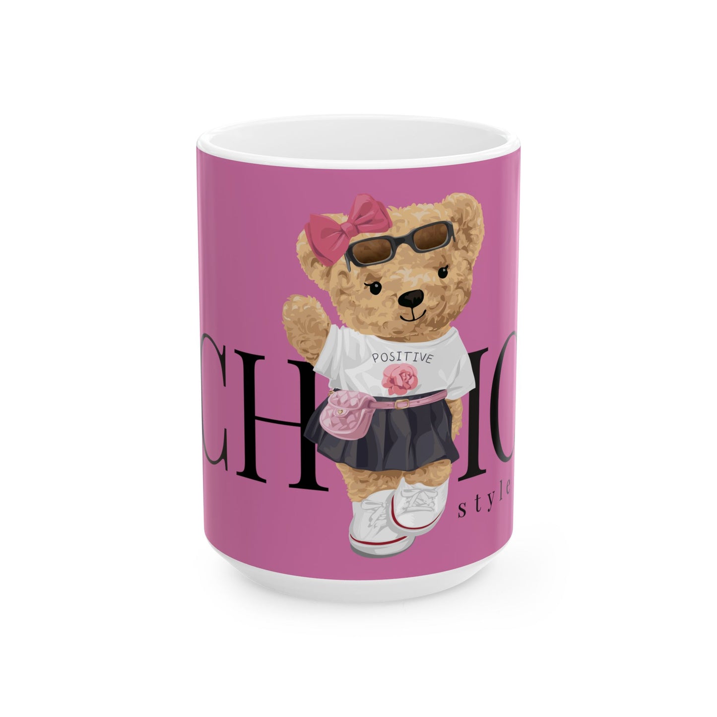 Princess Grace  Chic Positive Bear Ceramic Mug   Cute Coffee Cup for Animal Lovers