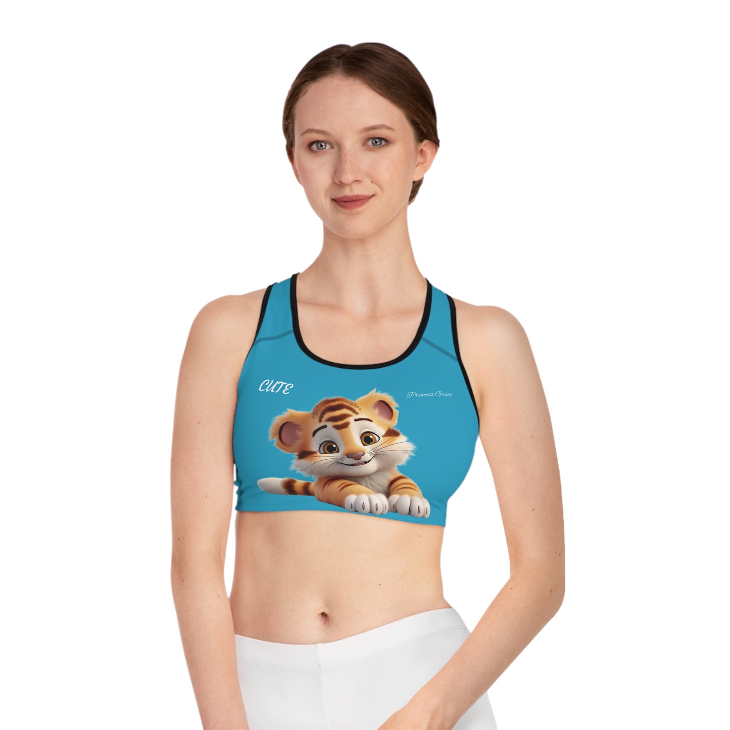 Princess Grace  Cute Tiger Graphic Sports Bra for Active Lifestyle