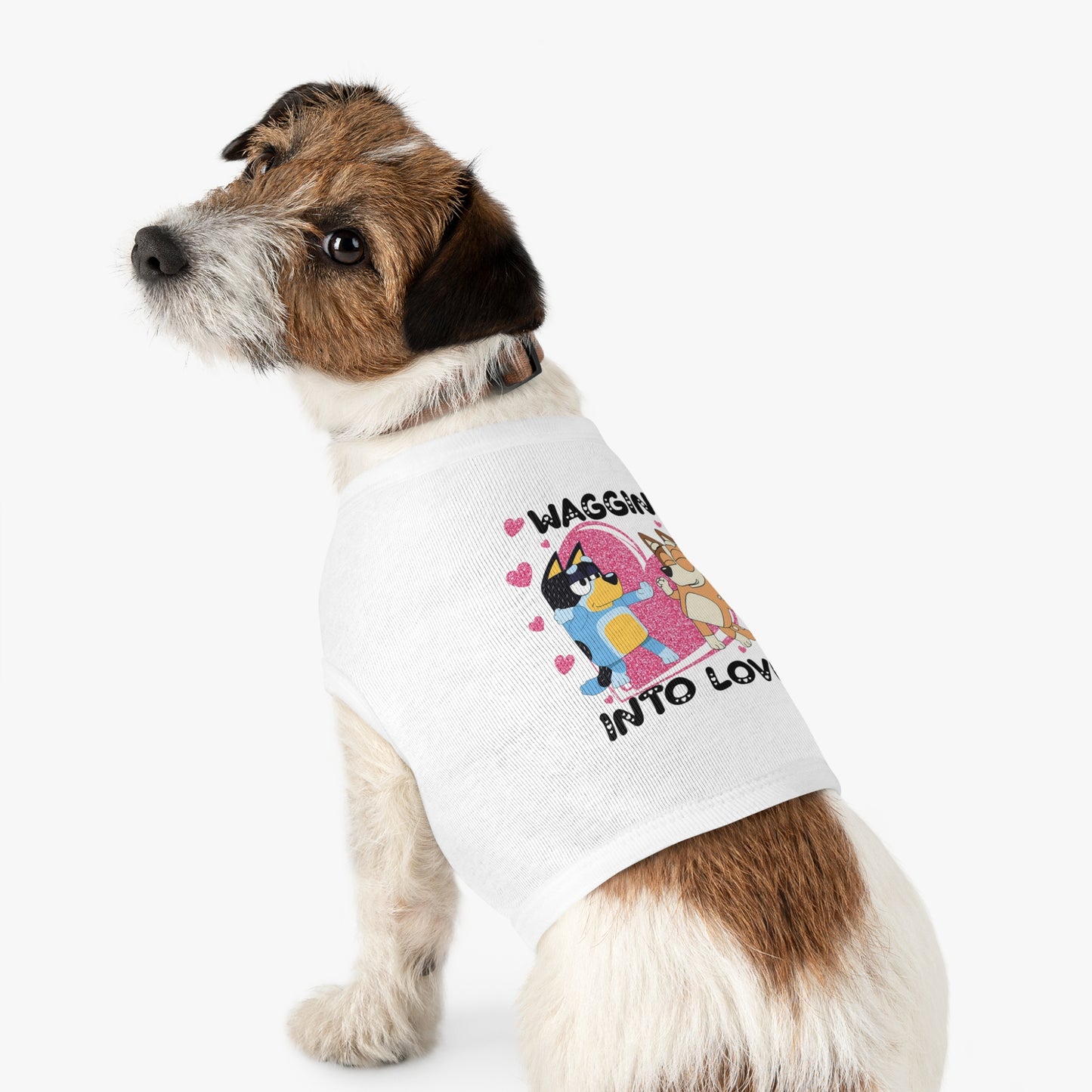 Princess Grace  'Waggin' Into Love Pet Tank Top Cute Dog Themed Apparel for Valentine’s Day