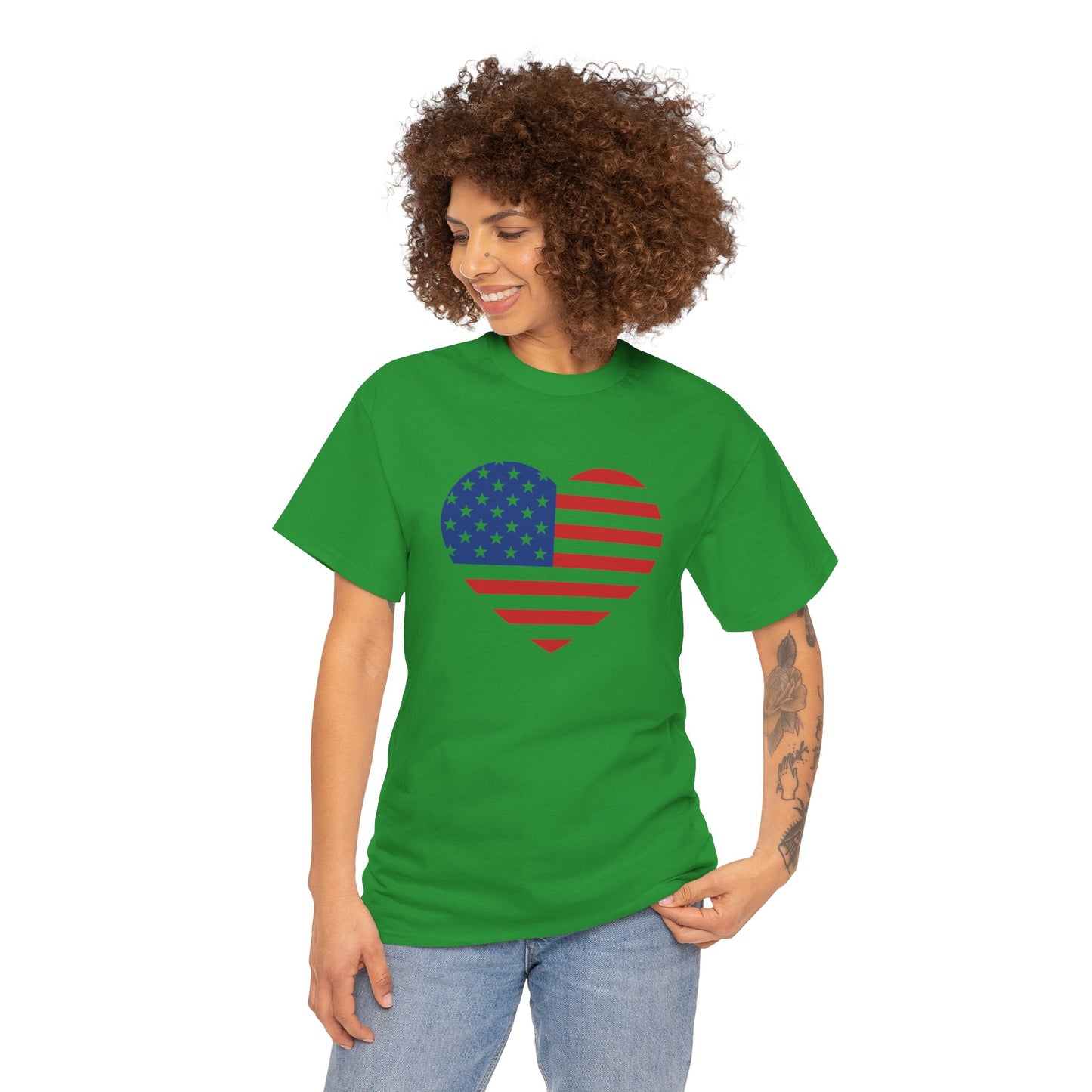 Princess Grace  Patriotic Heart Unisex Heavy Cotton Tee  Celebrate Freedom in Style