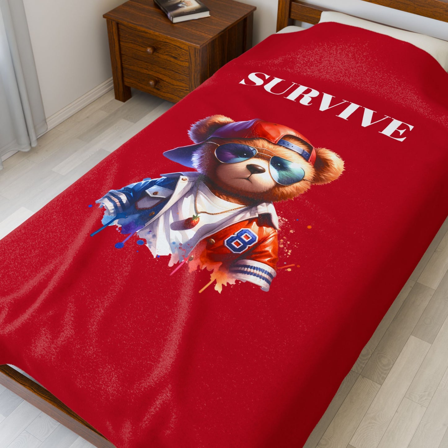 Princess Grace  Cozy Survive Bear Velveteen Plush Blanket