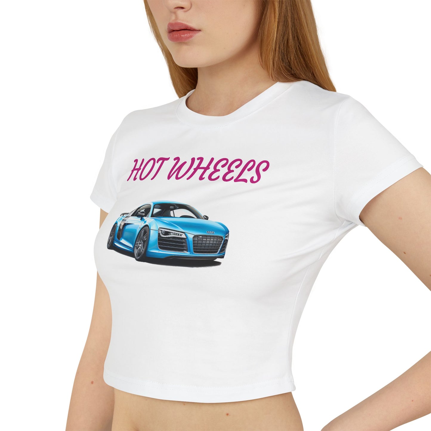 Princess Grace  Women's Baby Tee Hot Wheels Graphic Car Shirt for Car Enthusiasts