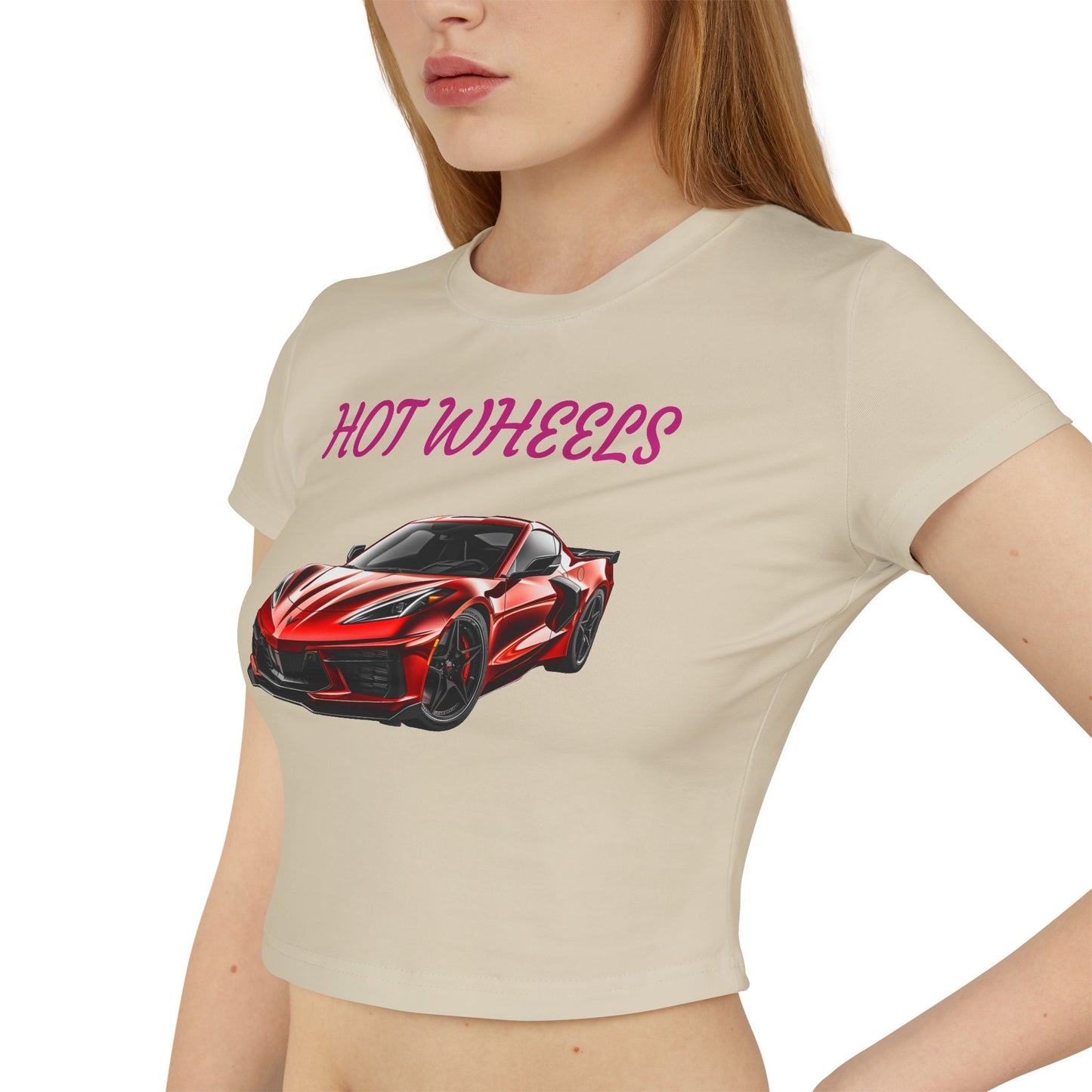 Princess Grace  Corvette Hot Wheels Women's Baby Tee Sporty Graphic Top for Car Enthusiasts