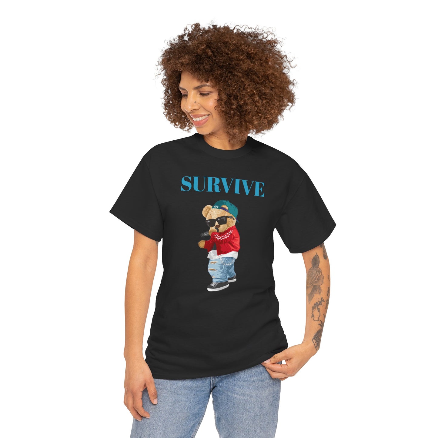 Princess Grace  Survive Bear Unisex Heavy Cotton Tee Trendy Casual Wear