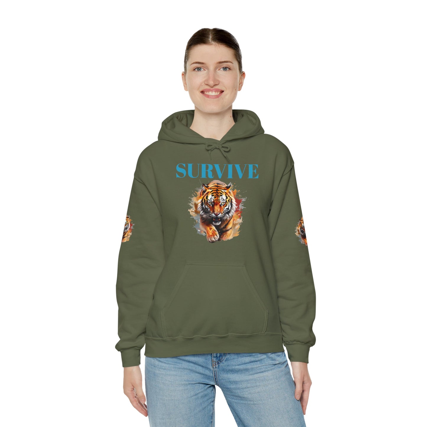 Princess Grace  Survive Tiger Unisex Heavy Blend Hoodie Fierce & Inspirational Sweatshirt