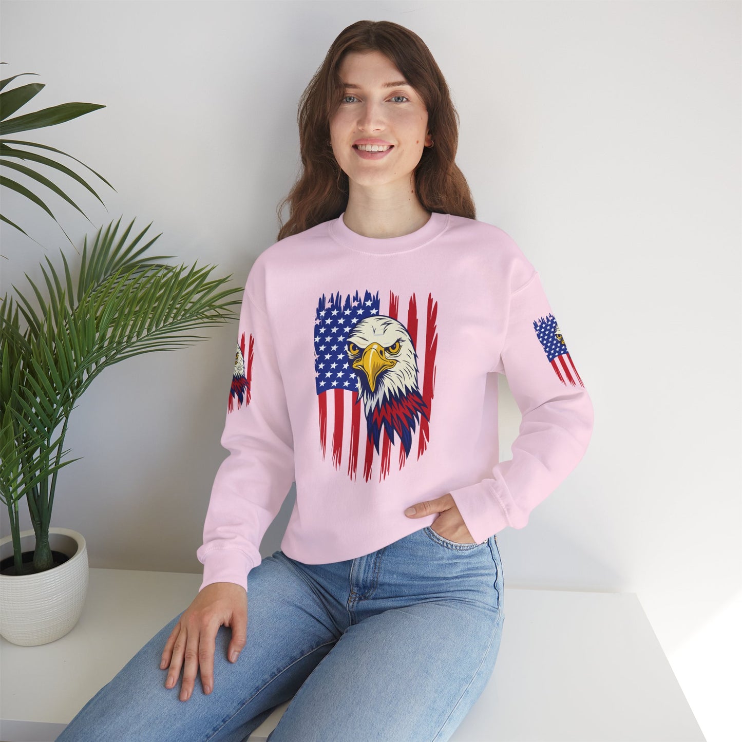 Princess Grace Patriotic Eagle Crewneck Sweatshirt Unisex Heavy Blend