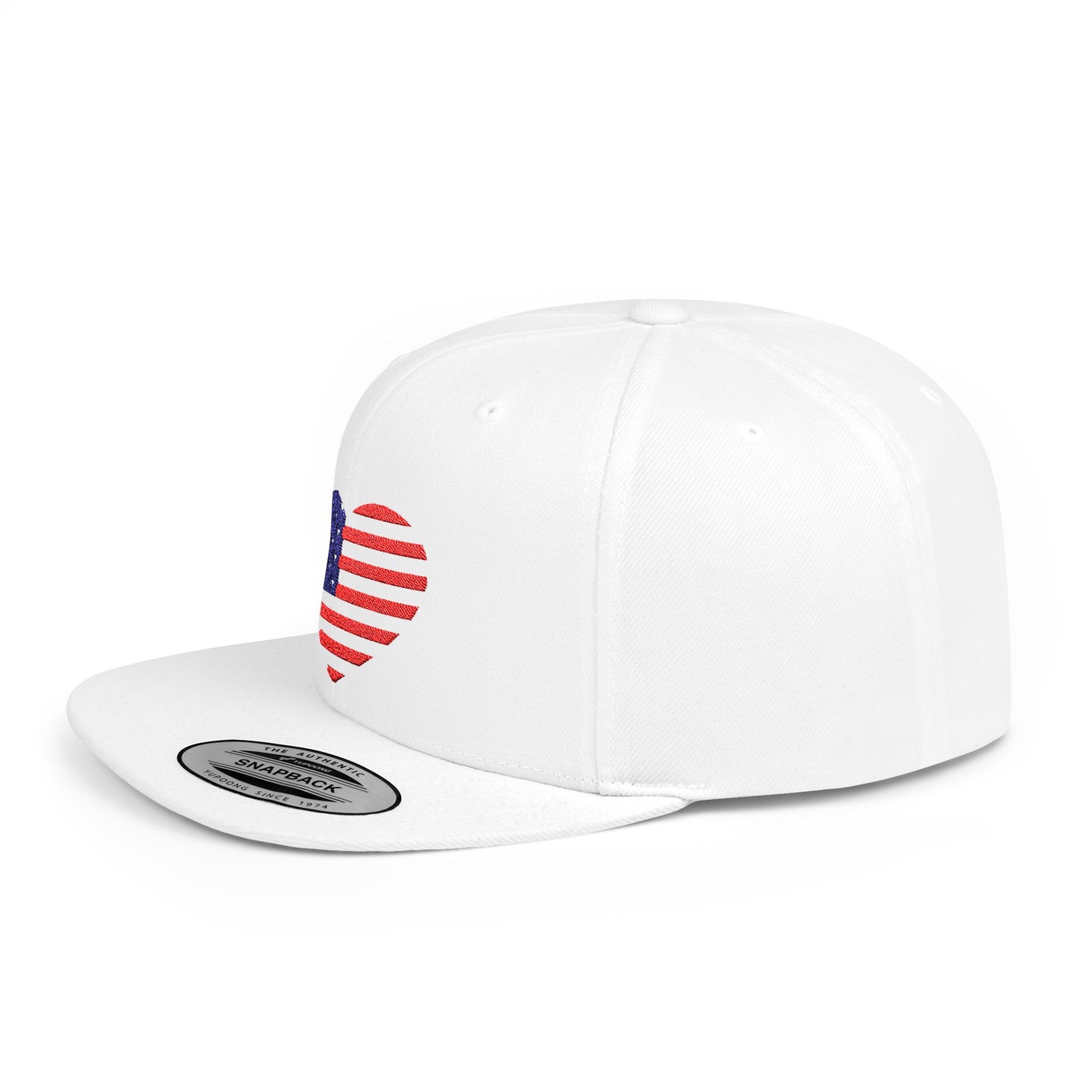 Princess Grace Patriotic Heart Flat Bill Snapback Cap