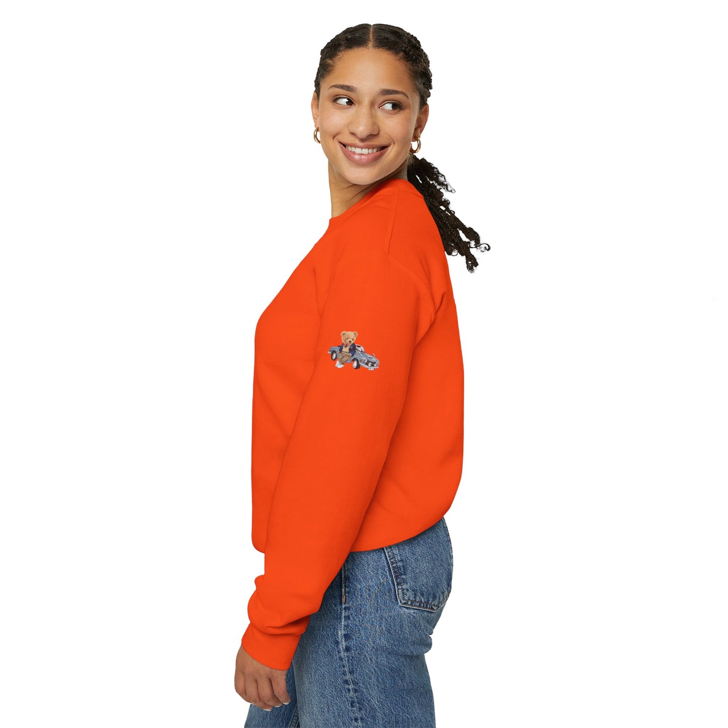 Princess Grace  Stylish Crewneck Sweatshirt with Bear and Car Design