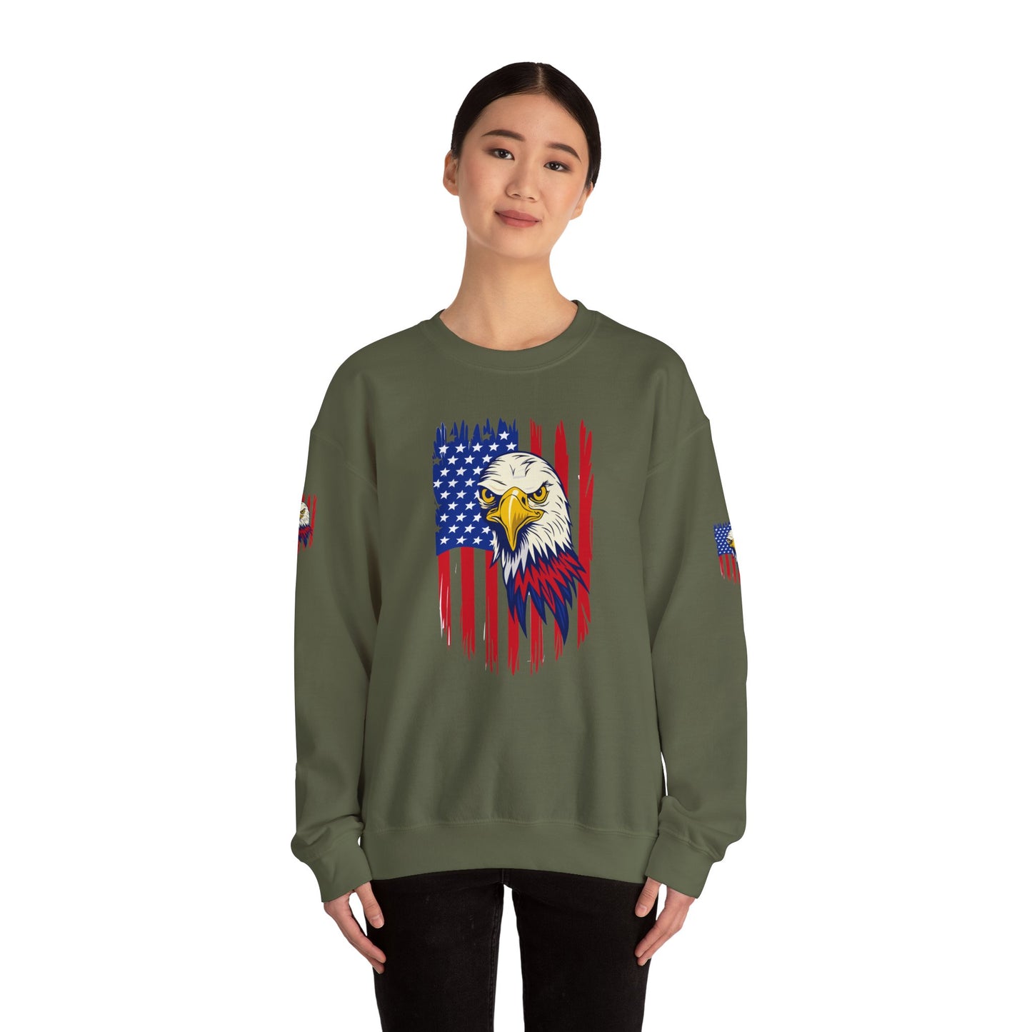 Princess Grace Patriotic Eagle Crewneck Sweatshirt Unisex Heavy Blend