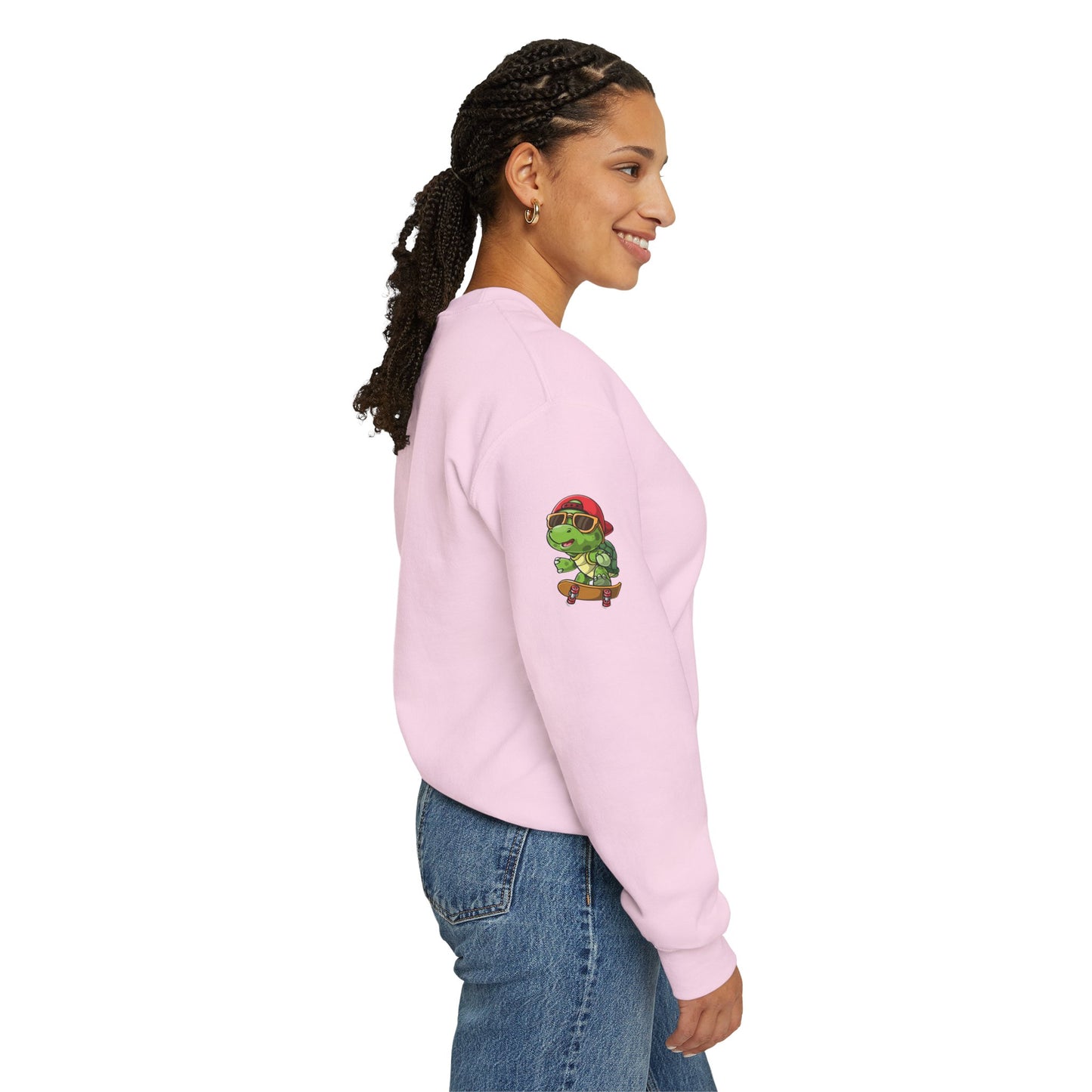 Princess Grace  Cool Turtle Skateboarding Crewneck Sweatshirt for Kids and Teens