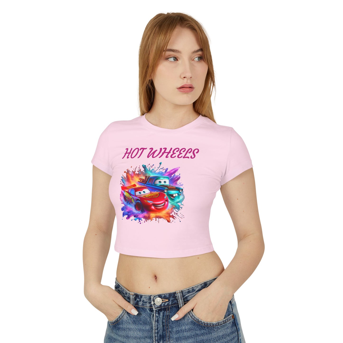 Princess Grace  Hot Wheels Women's Baby Tee Colorful Cartoon Graphic