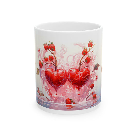 Princess Grace  Romantic Strawberry Heart Ceramic Mug  Perfect Gift for Valentine's Day & Anniversaries