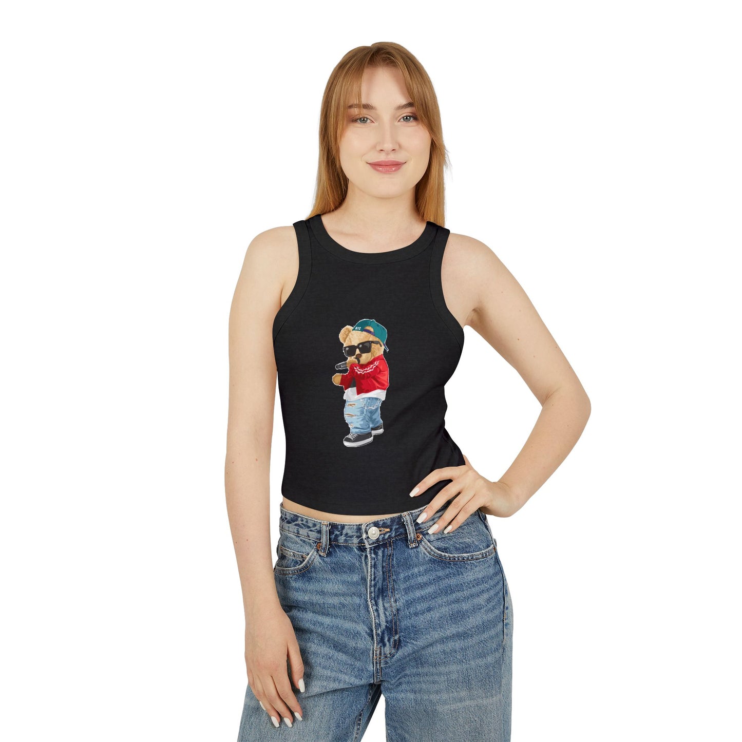 Princess Grace  Cute Teddy Bear Graphic Racer Tank Top for Women