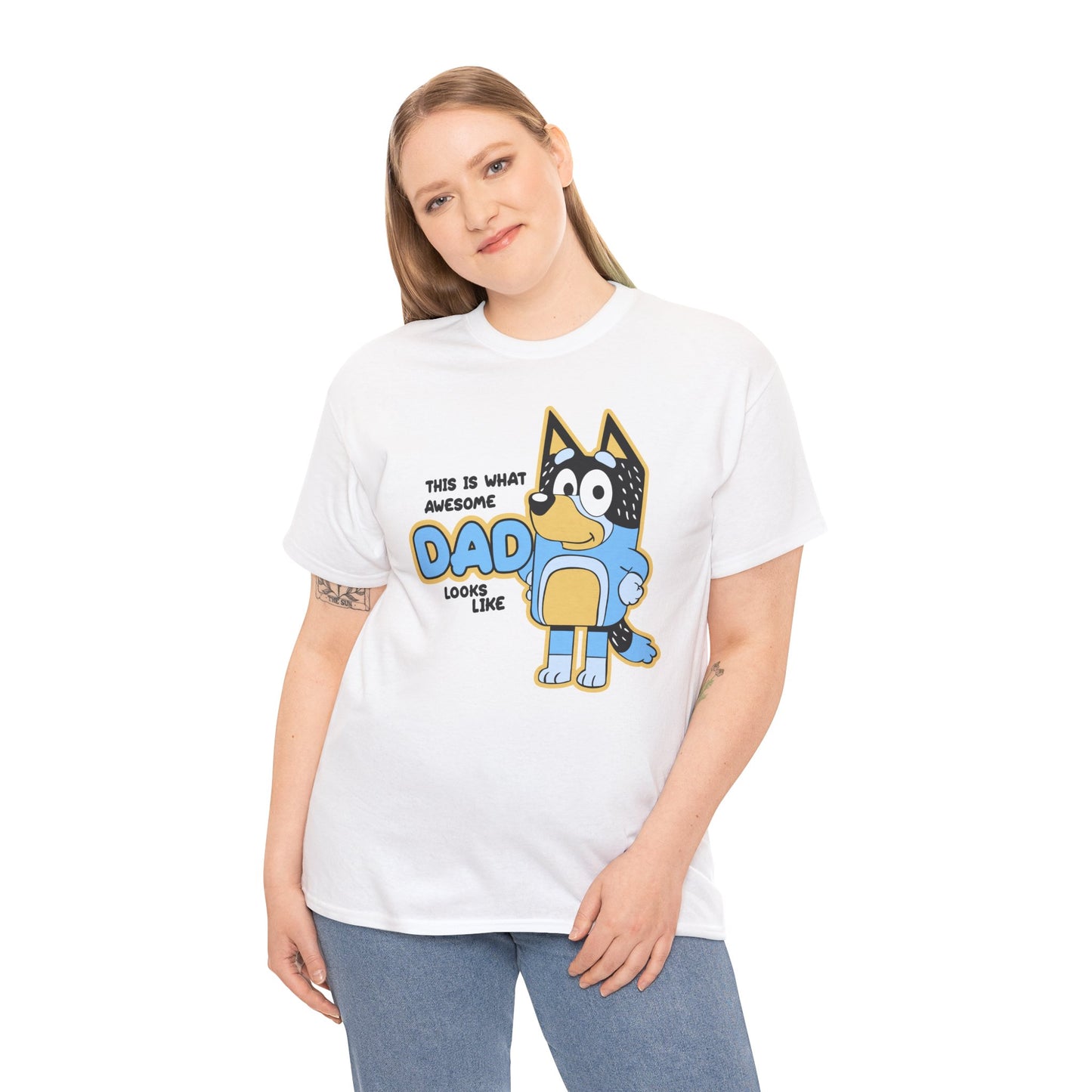 Princess Grace  Bluey  Awesome Dad Unisex Heavy Cotton Tee  Funny Gift for Father's Day
