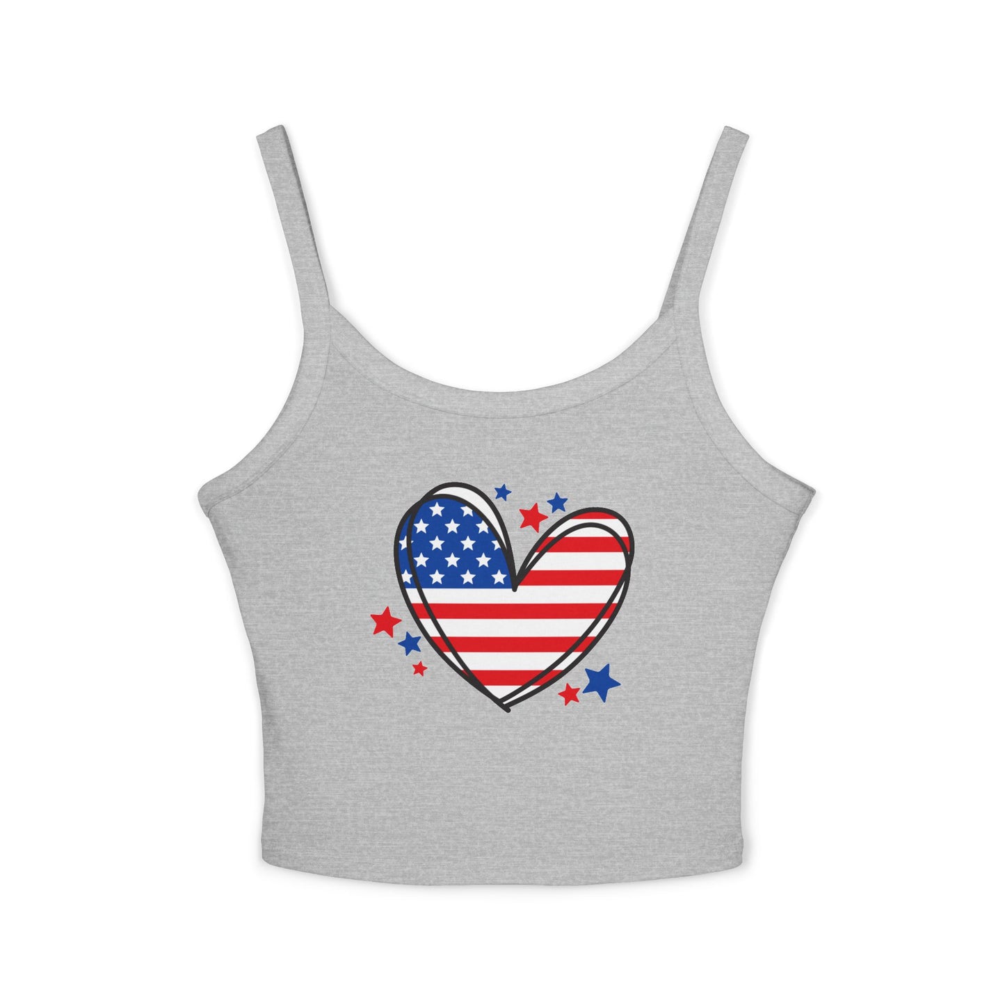 Princess Grace  Patriotic Women's Spaghetti Strap Tank Top USA Heart & Stars Design