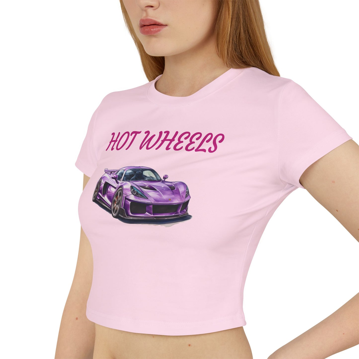 Princess Grace  Hot Wheels Print Women's Baby Tee Stylish Car Graphic Top