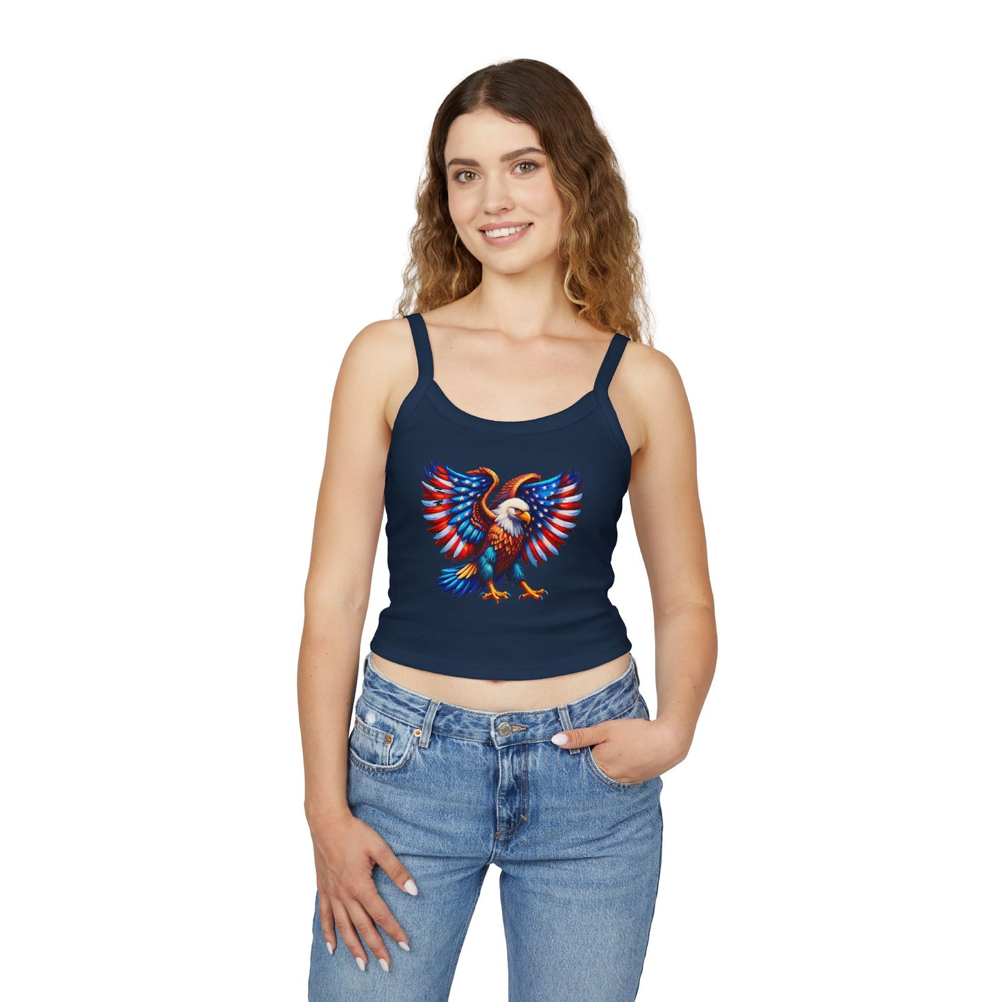 Princess Grace  Patriotic Women's Spaghetti Strap Tank Top USA Eagle Design