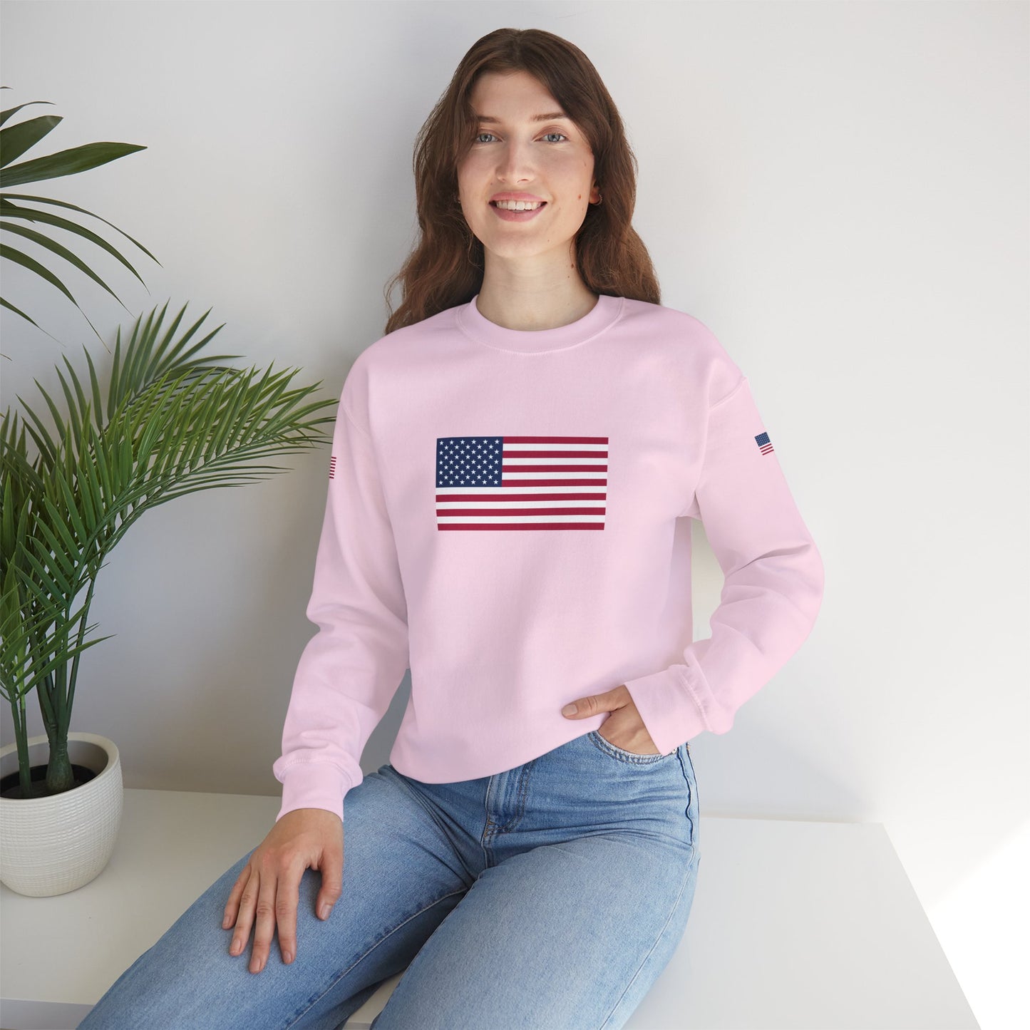 Princess Grace  TAEM USA  Patriotic Unisex Crewneck Sweatshirt with American Flags