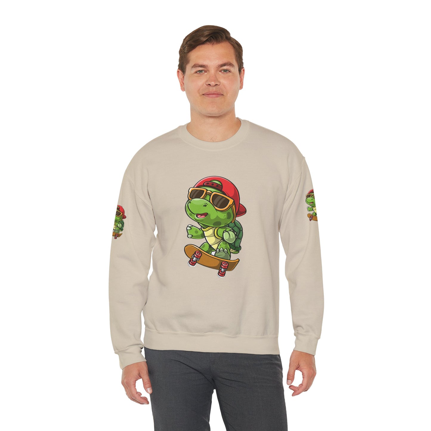 Princess Grace  Cool Turtle Skateboarding Crewneck Sweatshirt for Kids and Teens