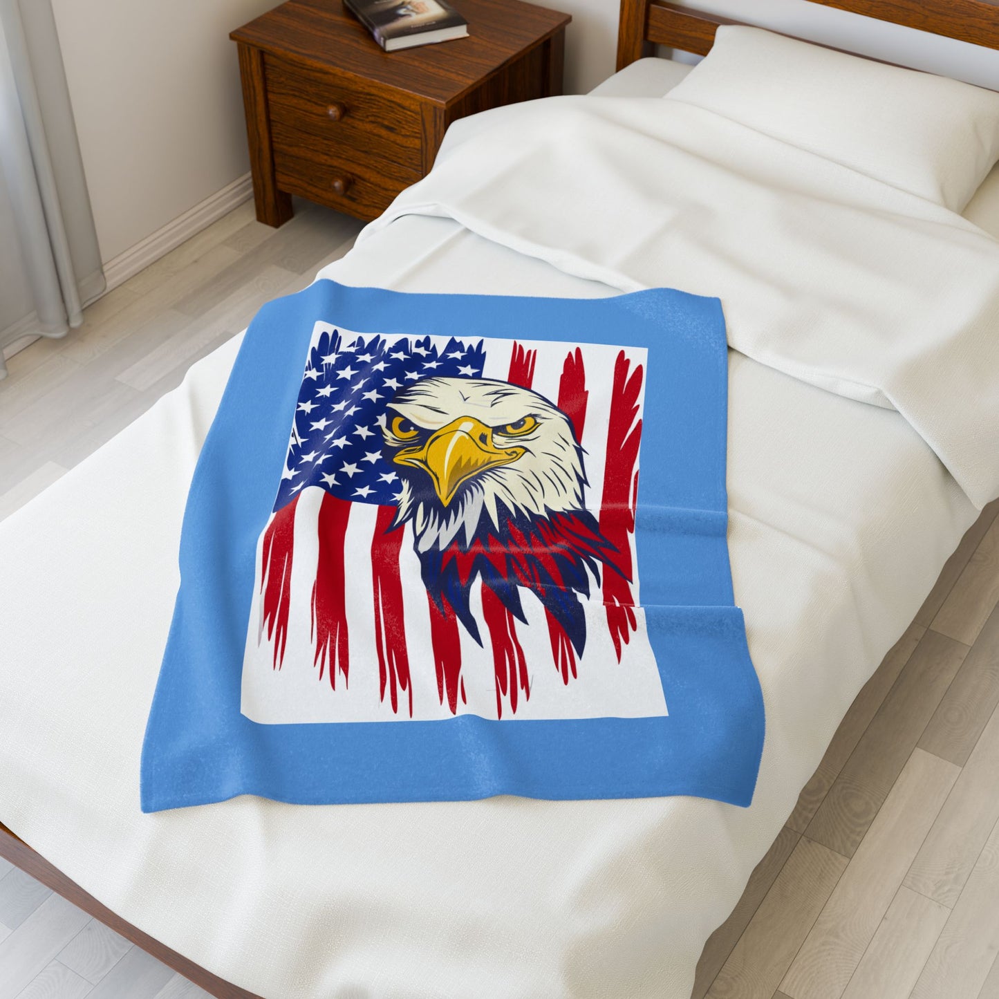 Princess Grace  Patriotic Velveteen Plush Blanket with Eagle Design